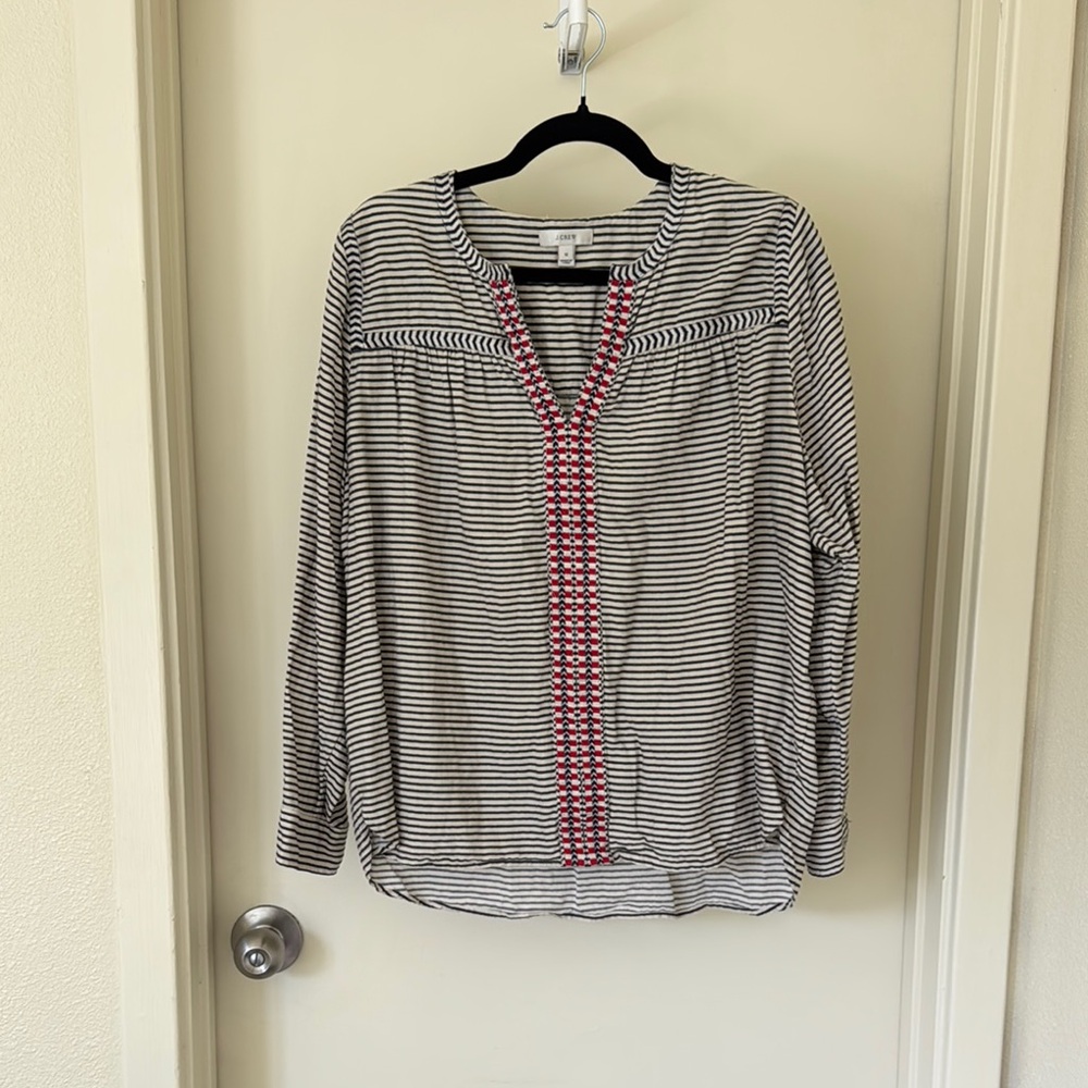 Jcrew Black and White Relaxed Buttoned Blouse